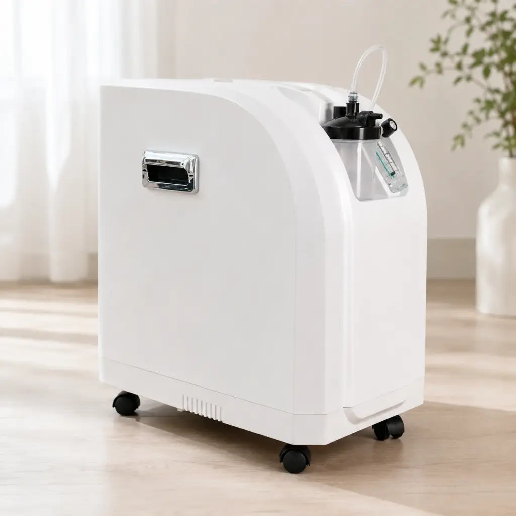 Portable white oxygen concentrator with nebulizing function and humidifier bottle